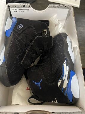 Jordan Kids Black and Blue High-Top Sneaker